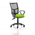 Eclipse II Lever Task Operator Chair Mesh Back With Bespoke Colour Seat With loop Arms in Lime KCUP1018