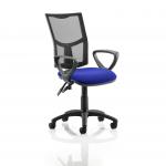 Eclipse II Lever Task Operator Chair Mesh Back With Bespoke Colour Seat With loop Arms in Admiral Blue KCUP1019
