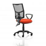 Eclipse II Lever Task Operator Chair Mesh Back With Bespoke Colour Seat With loop Arms in Orange KCUP1020