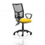 Eclipse II Lever Task Operator Chair Mesh Back With Bespoke Colour Seat With loop Arms in Yellow KCUP1021