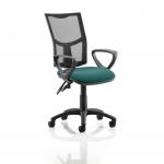 Eclipse II Lever Task Operator Chair Mesh Back With Bespoke Colour Seat With loop Arms in Teal KCUP1023