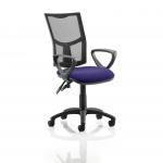 Eclipse II Lever Task Operator Chair Mesh Back With Bespoke Colour Seat With loop Arms in Purple KCUP1024