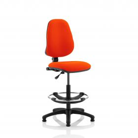 Eclipse Plus I Lever Task Operator Chair Tabasco Orange Fully Bespoke Colour With High Rise Draughtsman Kit KCUP1125