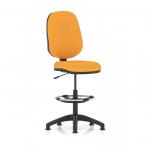 This photo showcases the Dynamic Draughtsmans Chairs Eclipse Plus I Lever Task Operator Chair. The chair comes with a high rise draughtsman kit and features a bespoke color back and seat in senna yellow. The sleek design and ergonomic features make it a great addition to any workspace.