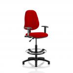 Eclipse I Lever Task Operator Chair Post Box Red Fully Bespoke Colour With Height Adjustable Arms with Hi Rise Draughtsman Kit KCUP1130