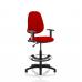 Eclipse I Lever Task Operator Chair Post Box Red Fully Bespoke Colour With Height Adjustable Arms with Hi Rise Draughtsman Kit KCUP1130