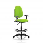 Eclipse I Lever Task Operator Chair Lime Fully Bespoke Colour With Height Adjustable Arms with Hi Rise Draughtsman Kit KCUP1131