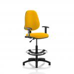 Eclipse I Lever Task Operator Chair Yellow Fully Bespoke Colour With Height Adjustable Arms with Hi Rise Draughtsman Kit KCUP1134