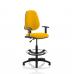 Eclipse I Lever Task Operator Chair Yellow Fully Bespoke Colour With Height Adjustable Arms with Hi Rise Draughtsman Kit KCUP1134
