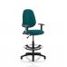 Eclipse I Lever Task Operator Chair Teal Fully Bespoke Colour With Height Adjustable Arms with Hi Rise Draughtsman Kit KCUP1136