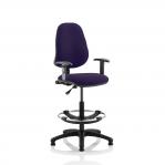 Eclipse I Lever Task Operator Chair Purple Fully Bespoke Colour With Height Adjustable Arms with Hi Rise Draughtsman Kit KCUP1137