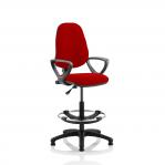 Eclipse I Lever Task Operator Chair Post Box Red Fully Bespoke Colour With Loop Arms with Hi Rise Draughtsman Kit KCUP1138