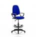 Eclipse I Lever Task Operator Chair Admiral Blue Fully Bespoke Colour With Loop Arms with Hi Rise Draughtsman Kit KCUP1140
