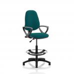 Eclipse I Lever Task Operator Chair Teal Fully Bespoke Colour With Loop Arms with Hi Rise Draughtsman Kit KCUP1144