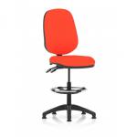 A sleek and stylish office chair, the Dynamic Draughtsmans Chairs Eclipse Plus II features a lever for easy adjustments. With a high rise draughtsman kit and tabasco orange back and seat, this chair adds a pop of color to any workspace.
