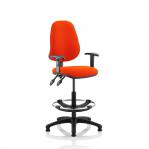 Eclipse II Lever Task Operator Chair Orange Fully Bespoke Colour With Height Adjustable Arms With Hi Rise Draughtsman Kit KCUP1157