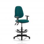 Eclipse II Lever Task Operator Chair Teal Fully Bespoke Colour With Height Adjustable Arms With Hi Rise Draughtsman Kit KCUP1160