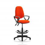 Eclipse Plus II Lever Task Operator Chair Tabasco Orange Fully Bespoke Colour With Loop Arms With High Rise Draughtsman Kit KCUP1165