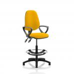 Eclipse II Lever Task Operator Chair Yellow Fully Bespoke Colour With Loop Arms With Hi Rise Draughtsman Kit KCUP1166