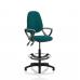 Eclipse II Lever Task Operator Chair Kingsfisher Fully Bespoke Colour With Loop Arms With Hi Rise Draughtsman Kit KCUP1168