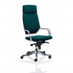 A sleek white shell and high back with a striking teal seat and back create a modern and stylish look for these executive chairs. Complete with a headrest for added comfort, these chairs exude professionalism and sophistication.
