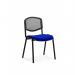 A photograph of Dynamic Visitors ISO Black Frame Mesh Back Bespoke Colour Stevia Blue captures a modern, sleek chair with a mesh backrest and striking blue color. Its dynamic design is highlighted by the black frame, making it a stylish addition to any space. (300 characters)