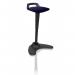 The image is of a sleek black frame Spry stool with a bespoke Tansy Purple seat. The stool exudes modernity and style with its dynamic posture accessories, making it versatile for any space. The bold color combination adds a vibrant pop to any room.