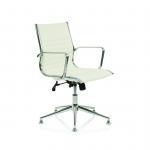 Ritz Executive Medium Back Chair Ivory Bonded Leather With Arms With Chrome Glides KCUP1280