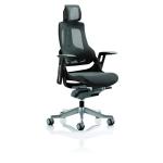Zure Executive Chair Black Frame Charcoal Mesh With Headrest KCUP1281