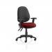 Luna II Lever Task Operator Chair Black Back Bespoke Seat With Height Adjustable And Folding Arms In Ginseng Chilli KCUP1303