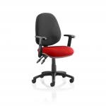 Luna II Lever Task Operator Chair Black Back Bespoke Seat With Height Adjustable Arms In Bergamot Cherry KCUP1306