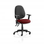 Luna II Lever Task Operator Chair Black Back Bespoke Seat With Height Adjustable Arms In Ginseng Chilli KCUP1311