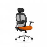 Sanderson II Upholstered Seat Only Tabasco Orange Mesh Back Chair KCUP1357