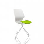 Florence Spindle White Frame Visitor Chair in Myrrh Green
