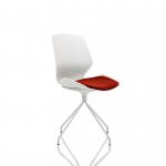 Florence Spindle White Frame Visitor Chair in Bespoke Seat Ginseng Chilli KCUP1526