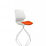 Florence Spindle White Frame Visitor Chair in Bespoke Seat Tabasco Orange KCUP1527