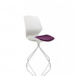 Florence Spindle White Frame Visitor Chair in Bespoke Seat Tansy Purple KCUP1529