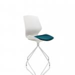 Florence Spindle White Frame Visitor Chair in Maringa Teal