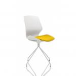 Florence Spindle White Frame Visitor Chair in Bespoke Seat Senna Yellow KCUP1531