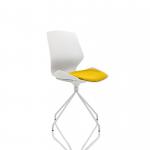 Florence Spindle White Frame Visitor Chair in Bespoke Seat Senna Yellow KCUP1531