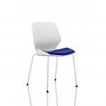 Florence White Frame Visitor Chair Bespoke Colour Seat Stevia Blue KCUP1532