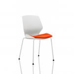 Florence White Frame Visitor Chair Bespoke Colour Seat Tabasco Orange KCUP1535