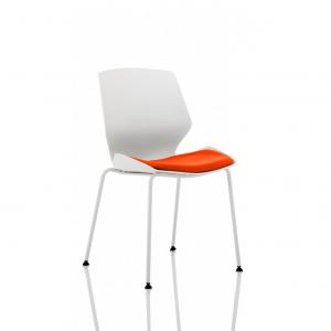 Florence White Frame Visitor Chair Bespoke Colour Seat Tabasco Orange