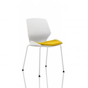Florence White Frame Visitor Chair Bespoke Colour Seat Senna Yellow