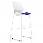 Florence White Frame High Stool in Bespoke Seat Stevia Blue KCUP1540