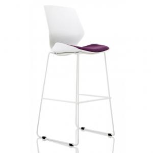 Florence White Frame High Stool Bespoke Colour Seat Tansy Purple