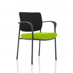 Brunswick Deluxe With Arms Black Frame Black Fabric Back Bespoke Colour Seat Myrrh Green KCUP1559