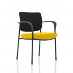 Brunswick Deluxe With Arms Black Frame Black Fabric Back Bespoke Colour Seat Senna Yellow KCUP1560