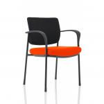 Brunswick Deluxe With Arms Black Frame Black Fabric Back Bespoke Colour Seat Tabasco Orange KCUP1562