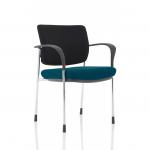 Brunswick Deluxe With Arms Chrome Frame Black Fabric Back Bespoke Colour Seat Maringa Teal KCUP1566